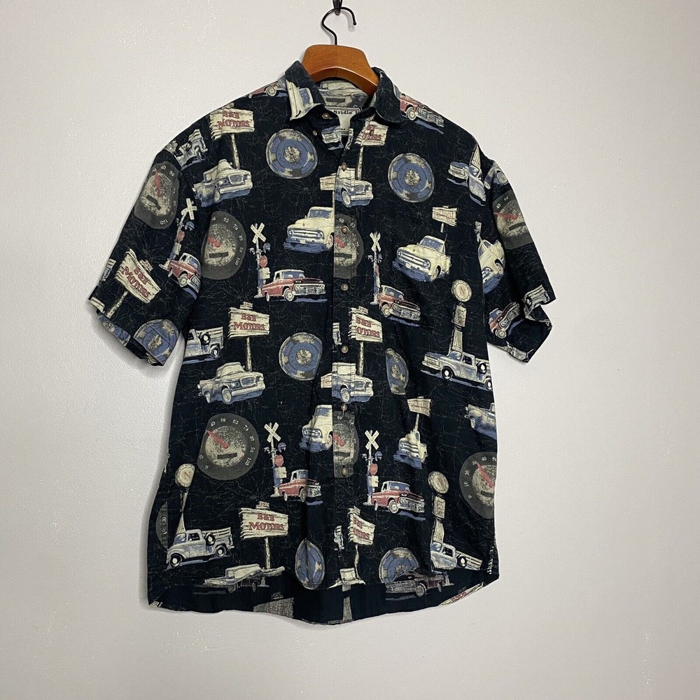 Bit and Bridle Outfitters‎ Button Shirt Mens Short Sleeve Classic Trucks Size M
